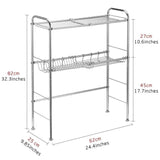 Kitchen delite home 2 tier stainless steel over sink dish drying rack counter top dish rack dish shelf dish collector silver single groove