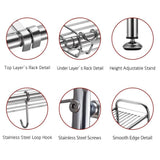 Get delite home 2 tier stainless steel over sink dish drying rack counter top dish rack dish shelf dish collector silver single groove