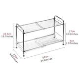 Explore delite home 2 tier stainless steel over sink dish drying rack counter top dish rack dish shelf dish collector silver single groove