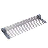Discover artkitchen dish drying rack over the sink roll up stainless steel kitchen drainer rack multipurpose drain drying rack organizer gadgets gray