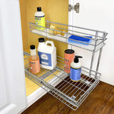 Discover the best lynk professional professional sink cabinet organizer with pull out out two tier sliding shelf 11 5w x 21d x 14h inch chrome