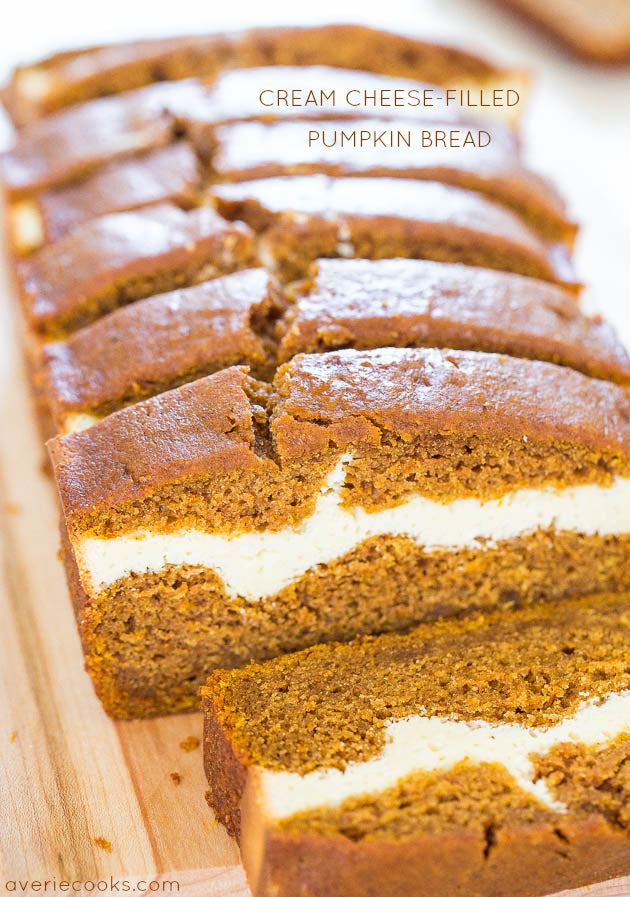 Pumpkin Cream Cheese Bread — This is without a doubt the BEST pumpkin bread recipe! This pumpkin cream cheese bread tastes like it has cheesecake baked into the middle