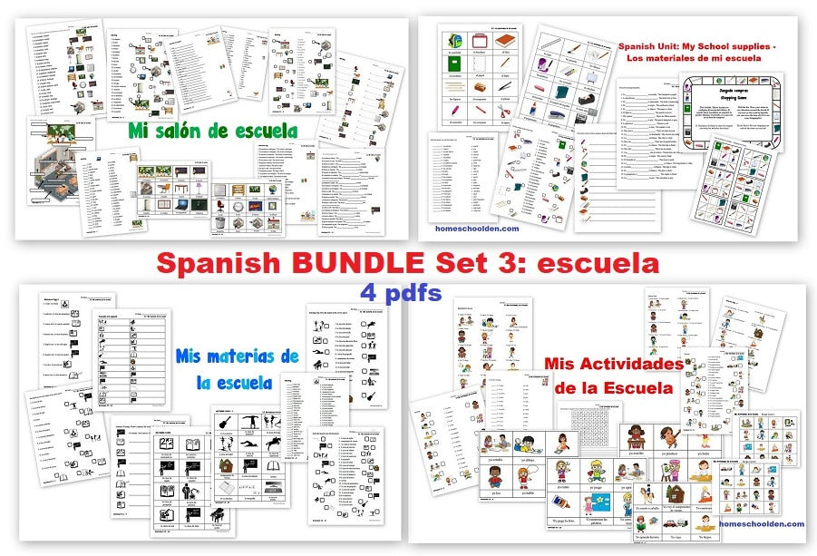 Spanish Worksheets for Kids: Mi Escuela – My School