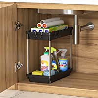 Lifewit 2 Tier Shelf Rack with 4 Hooks Under Sink Organizer only $10.39