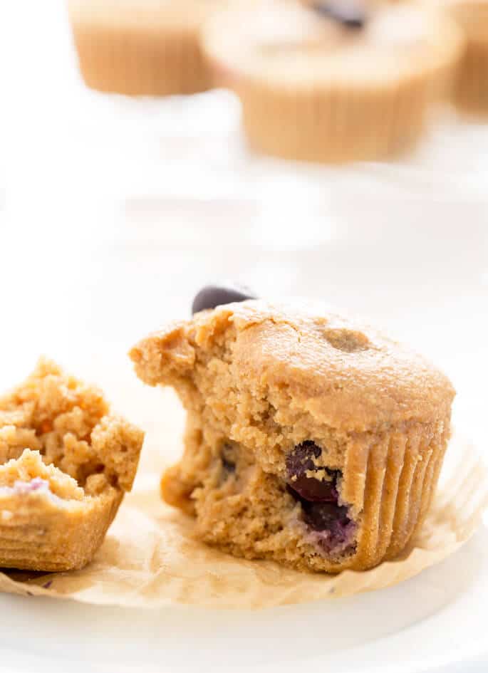 Healthy Blueberry Muffins | Gluten Free + Vegan Option