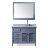 Save ariel d043s r gry kensington 43 inch right offset single sink bathroom vanity set in grey with carrara marble countertop