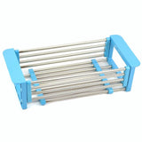 Latest yan junau kitchen racks stainless steel retractable sink drain rack dish rack kitchen supplies color blue
