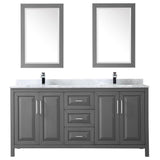 Discover the wyndham collection daria 72 inch double bathroom vanity in dark gray white carrara marble countertop undermount square sinks and 24 inch mirrors