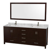 Results wyndham collection sheffield 80 inch double bathroom vanity in espresso white carrera marble countertop undermount square sinks and 70 inch mirror