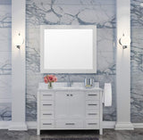 Budget ariel cambridge a043s wht 43 single sink solid wood bathroom vanity set in grey with white 1 5 carrara marble countertop