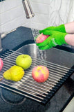 The best bundle easy to store over the sink stainless steel roll up drying rack and produce cleaning glove
