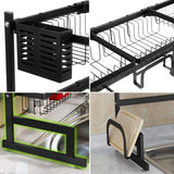 Try ipegtop over the sink stainless steel dish drying rack large dish drainers for kitchen double sink dishes utensils glasses draining shelf storage counter organizer cutlery holder black