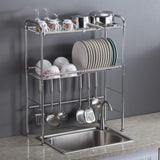 Great delite home 2 tier stainless steel over sink dish drying rack counter top dish rack dish shelf dish collector silver single groove