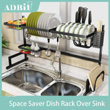 Great sink rack dish drainer for kitchen sink racks stainless steel over the sink shelf storage rack sink size 32 1 2 inch black 33 8x12 5x20 5inch