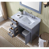 Shop ariel d043s r gry kensington 43 inch right offset single sink bathroom vanity set in grey with carrara marble countertop