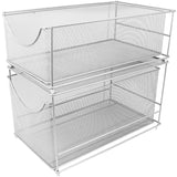Save on sorbus cabinet organizer set mesh storage organizer with pull out drawers ideal for countertop cabinet pantry under the sink desktop and more silver two piece set